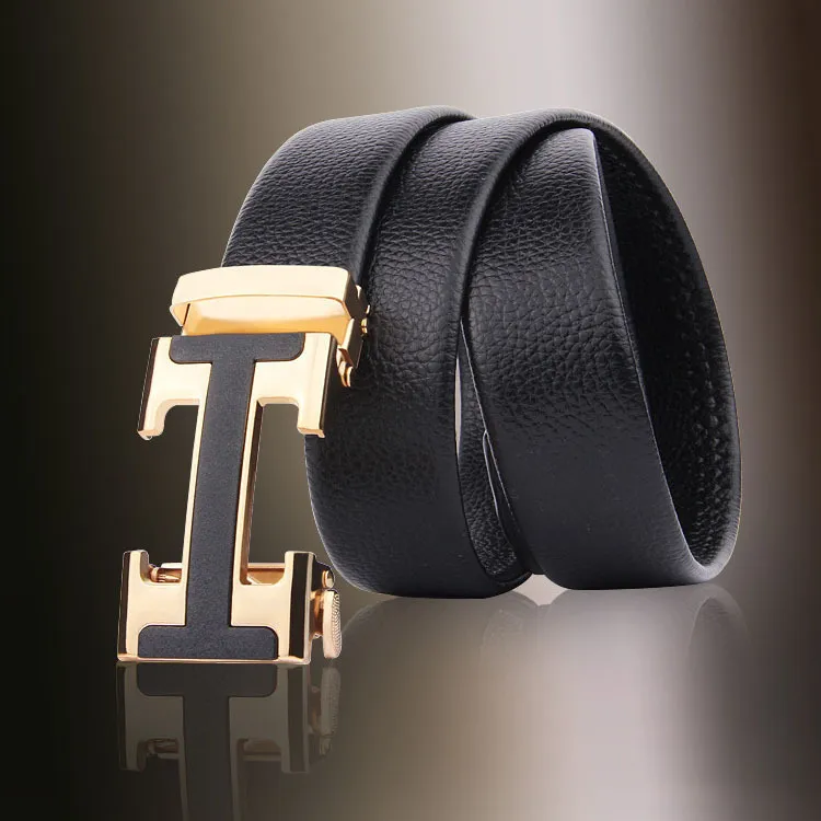 Fashion Men's Belt Men's Automatic Buckle Leather Belt Casual All