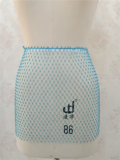 Women's Sexy Fishnet Hollow Diamond Irregular Skirt - Street Hipster Style