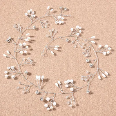 Handmade Pearl Flower Hair Chain Bridal Accessories Party Wedding