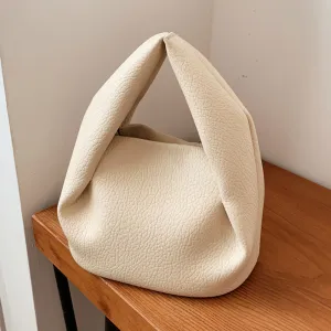 Women Fashion Pleated Cloud Solid Color PU Tote Bag
