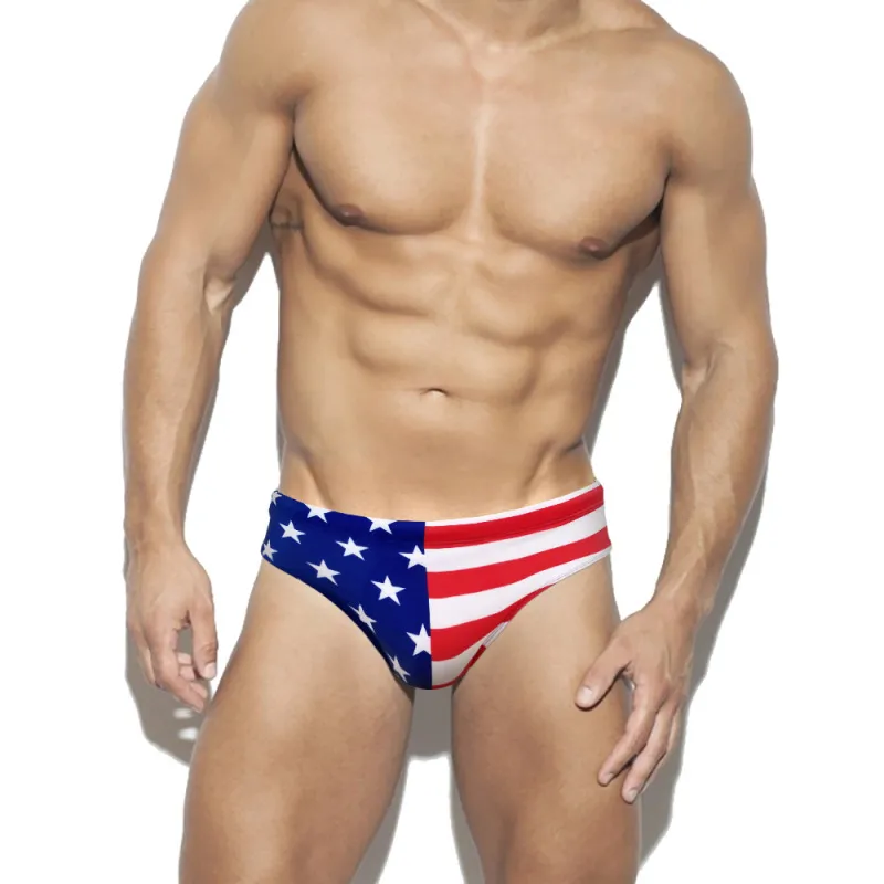 Men's Casual Color Matching Sexy Low Waist Swim Briefs