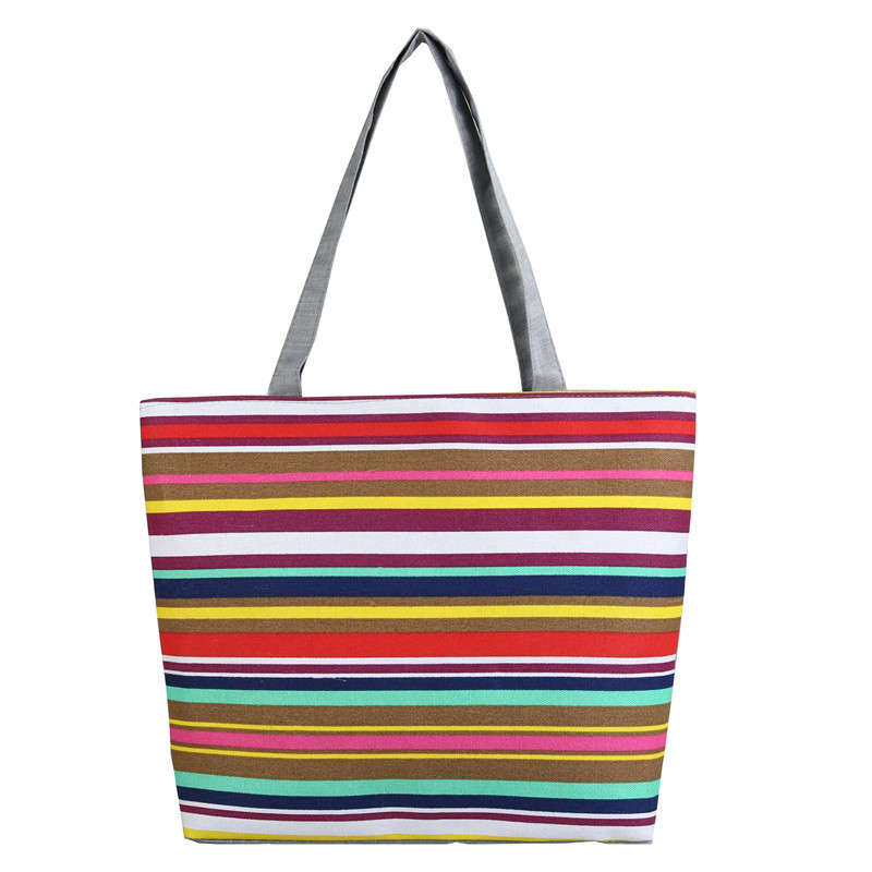 Wholesale Women Fashion Canvas Stripe Tote Bag