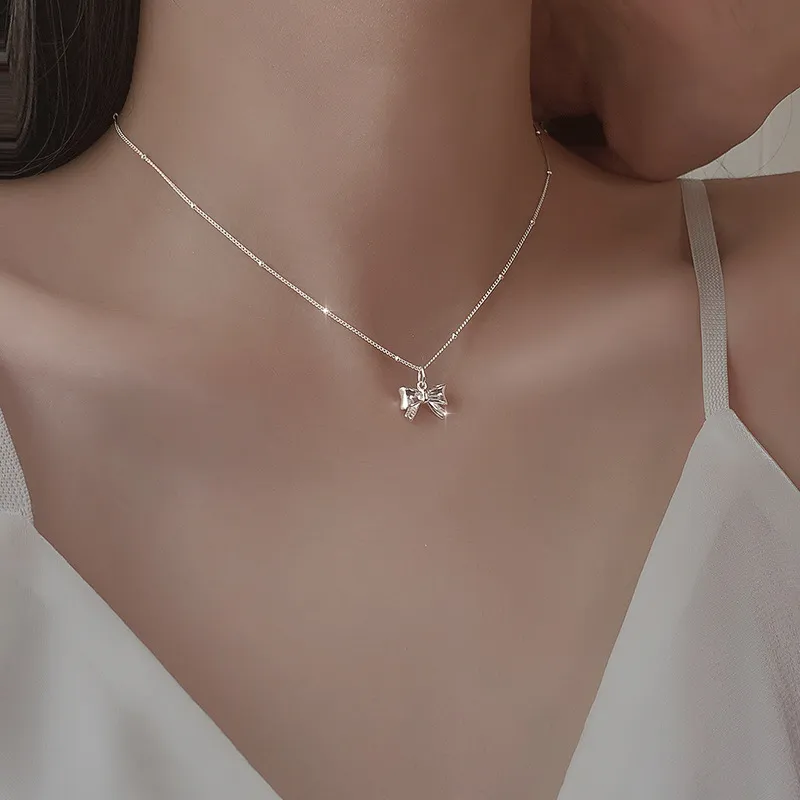 Women's Sterling Silver Bow Necklace