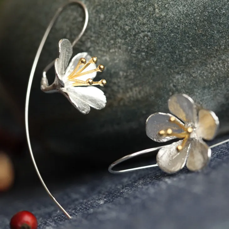 Women's Fashion Sterling Silver Floral Earrings