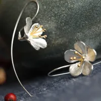 Women'S Fashion Sterling Silver Willow Leaf Tassel Earrings