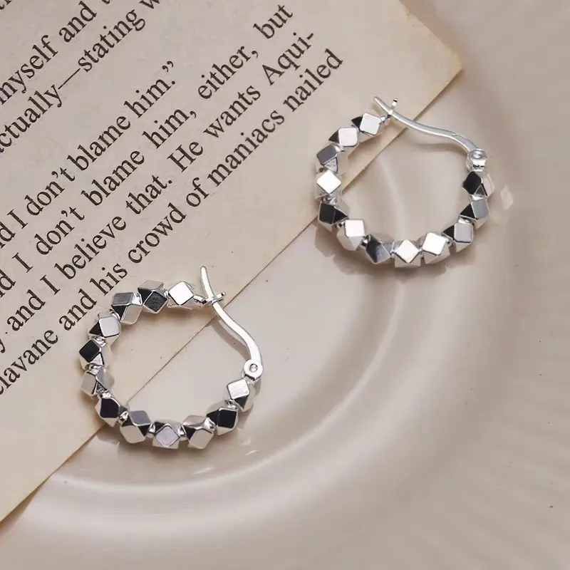 Women's Simple Sterling Silver Diamond Earrings Light Luxury Fashion Commute