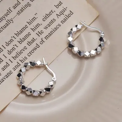 Women's Simple Sterling Silver Diamond Earrings Light Luxury Fashion Commute