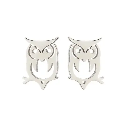 Women Fashion Hollow Eagle Owl Snake Dolphin Bee Giraffe Elephant Dog Cat Rabbit Fish Bird Penguin Stainless Steel Stud Earrings