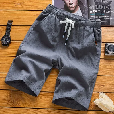 Men's Casual Loose Drawstring Solid Color Beach Shorts