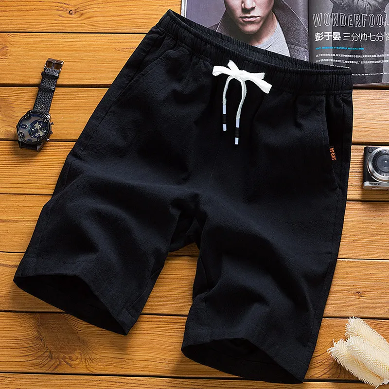 Men's Casual Loose Drawstring Solid Color Beach Shorts