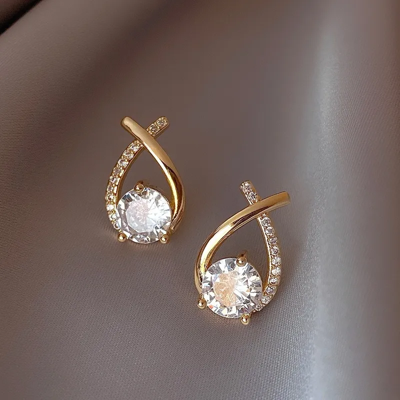 Women's Fashion Sterling Silver Hoop Diamond Earrings