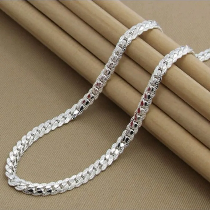 Men's Fashion Simple Silver Plated Geometric Whip Chain Necklace