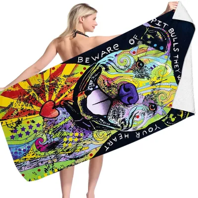 Cartoon Creative Ink Cat Printed Microfiber Beach Towel