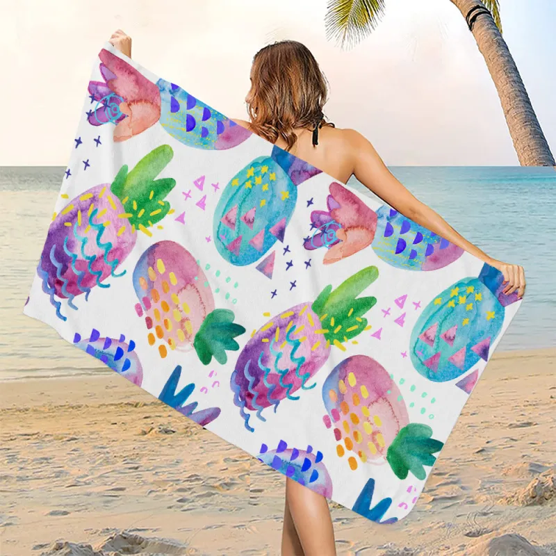 Fashion Creative Watercolor Pineapple Series Printing Microfiber Beach Towel