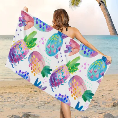 Fashion Creative Watercolor Pineapple Series Printing Microfiber Beach Towel