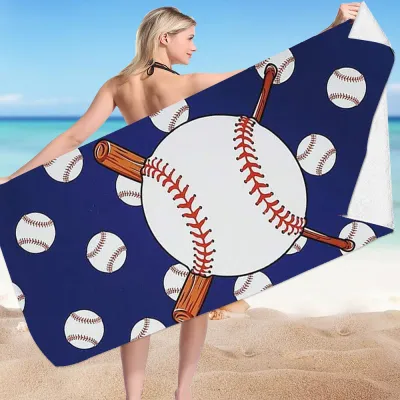 Creative Fashion Baseball Tennis Quick Dry Printed Microfiber Beach Towel