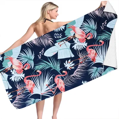 Trendy Flamingo Summer Beach Collection Printed Microfiber Beach Towel