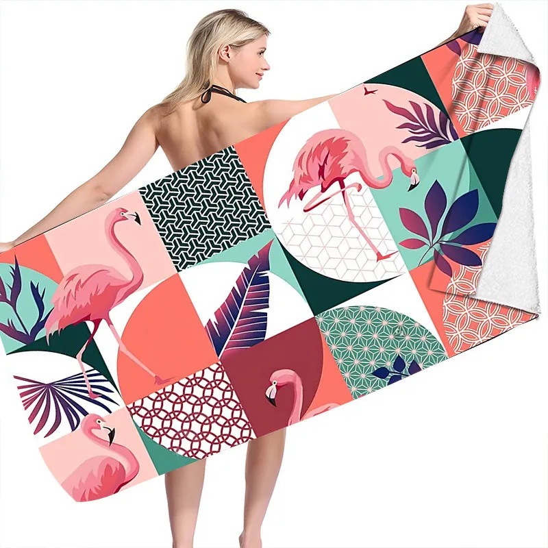 Trendy Flamingo Summer Beach Collection Printed Microfiber Beach Towel