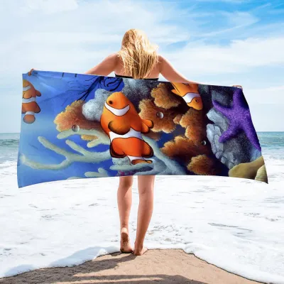 Cartoon Sea Animal Series Printed Microfiber Beach Towel