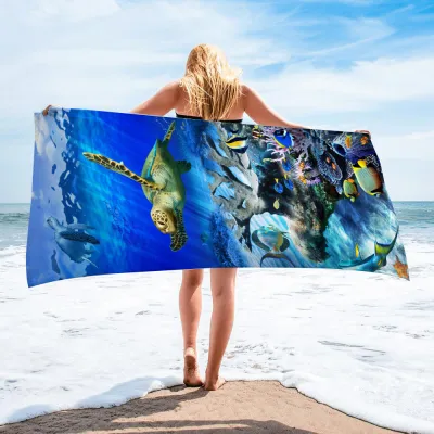 Cartoon Sea Animal Series Printed Microfiber Beach Towel