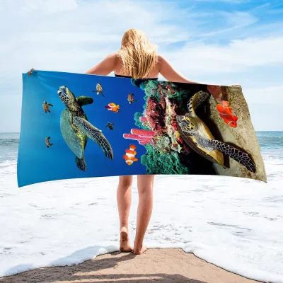 Cartoon Sea Animal Series Printed Microfiber Beach Towel