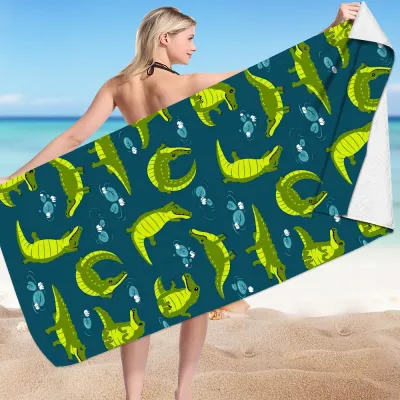 Cartoon Shark Series Microfiber Beach Towel for Women