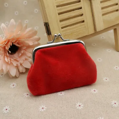 Women Fashion Candy Color Corduroy Coin Purse with Zipper Closure