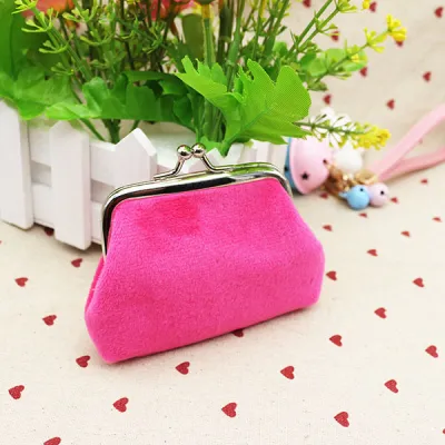 Women Fashion Candy Color Corduroy Coin Purse with Zipper Closure