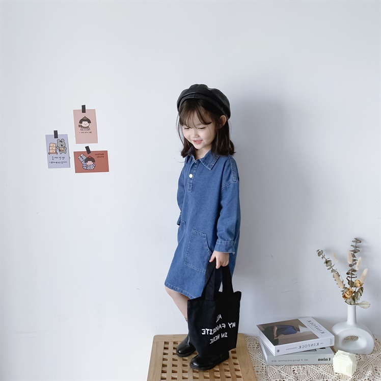 Wholesale Long Sleeve Spring Kids White Shirt Dress with