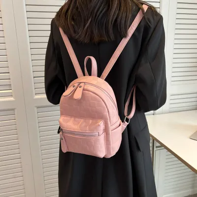 Women Fashion Solid Color Large Capacity PU Leather Backpack