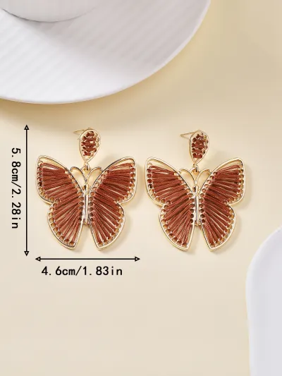 Fashion Handmade Braided Butterfly Dangle Earrings Women Alloy Jewelry