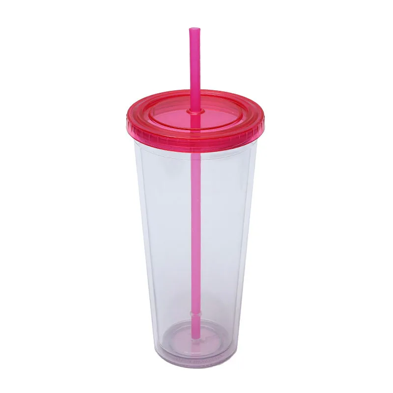 8pcs/set Plastic Flat Cups With Straws & Bear Design, Transparent