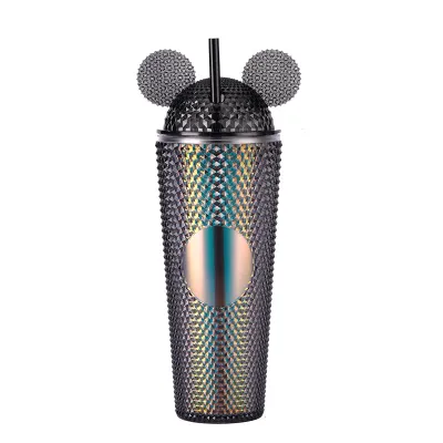 Portable Large-Capacity Household Double-Layer Plastic Straw Cup for Home Kitchen
