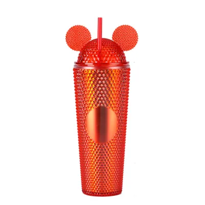 Portable Large-Capacity Household Double-Layer Plastic Straw Cup for Home Kitchen
