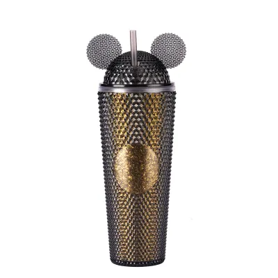 Portable Large-Capacity Household Double-Layer Plastic Straw Cup for Home Kitchen