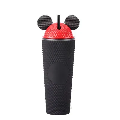 Portable Large-Capacity Household Double-Layer Plastic Straw Cup for Home Kitchen