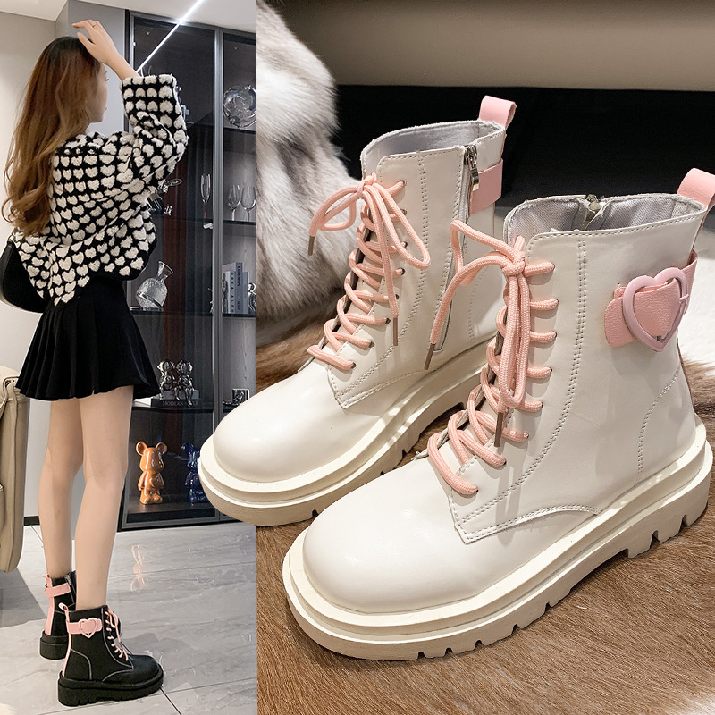 White lace up clearance booties