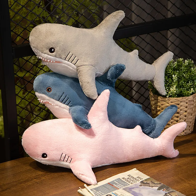 Cute Shark Pillow Plush Toy Shark Doll Bed Sleeping Cushion for Kids Gift