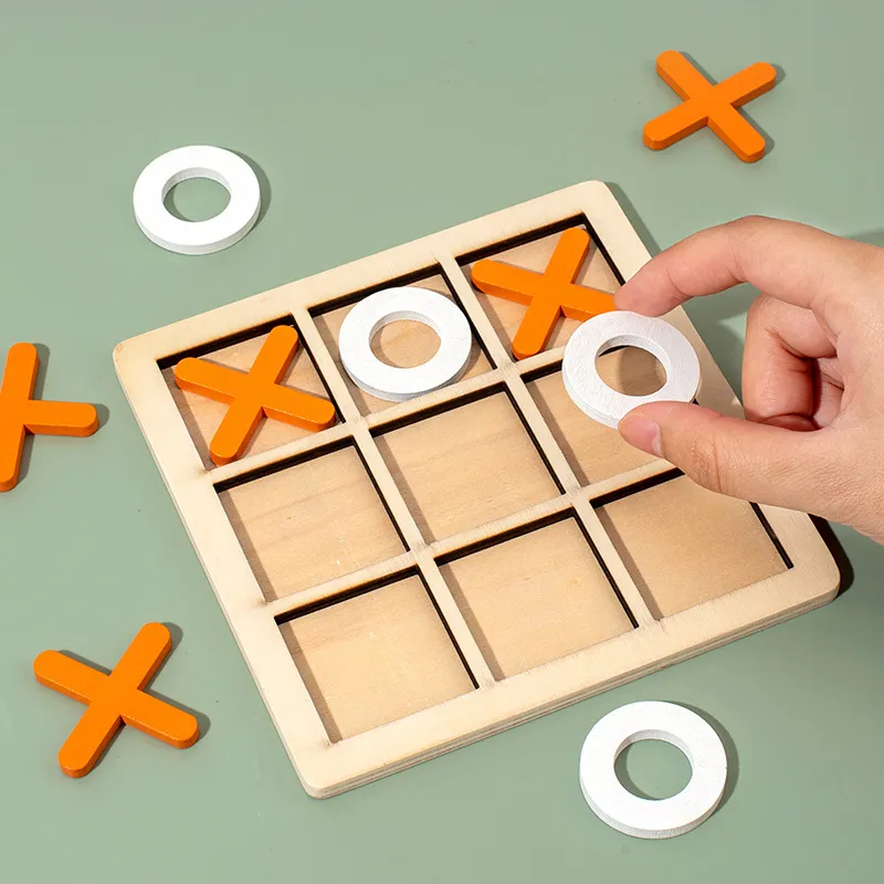Wooden Board Game Children's Tic Tac Toe Desktop Intellectual Toy Set