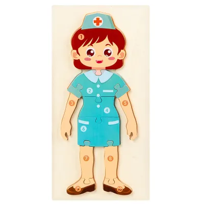 Children's Educational Cartoon Character 3D Wooden Jigsaw Puzzle