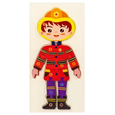 Children's Educational Cartoon Character 3D Wooden Jigsaw Puzzle