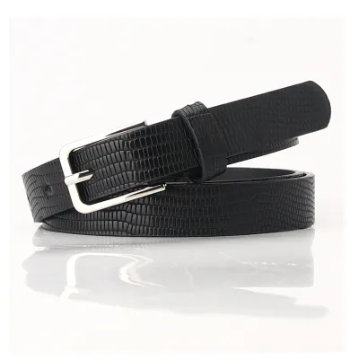 Women's Casual Fashion Leopard Zebra Alloy Pin Buckle Thin Belt 1.8cm Wide 103cm Long