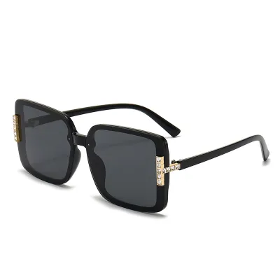 Women's Casual Fashion Rhinestone Large Square Full Frame Sunglasses