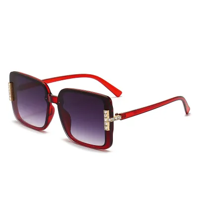 Women's Casual Fashion Rhinestone Large Square Full Frame Sunglasses