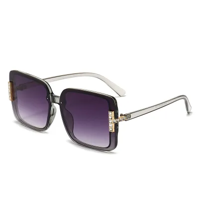 Women's Casual Fashion Rhinestone Large Square Full Frame Sunglasses
