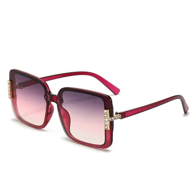 Women's Casual Fashion Rhinestone Large Square Full Frame Sunglasses