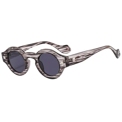Men's And Women's Casual Fashion Retro Small Round Frame Full Frame Rivet Sunglasses