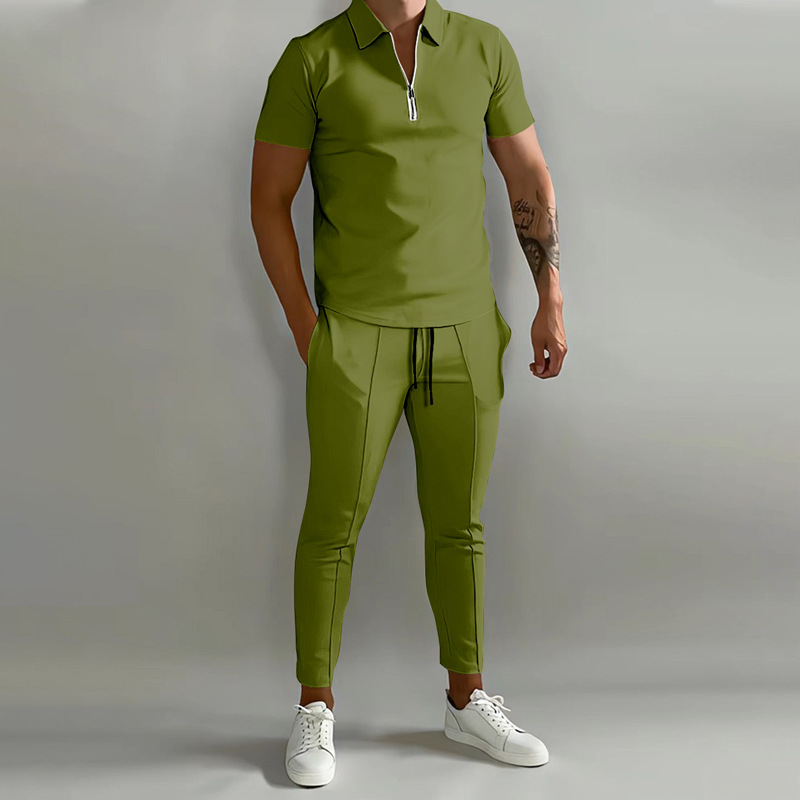 Wholesale Men'S Fashion Solid Color Lapel Zipper Short