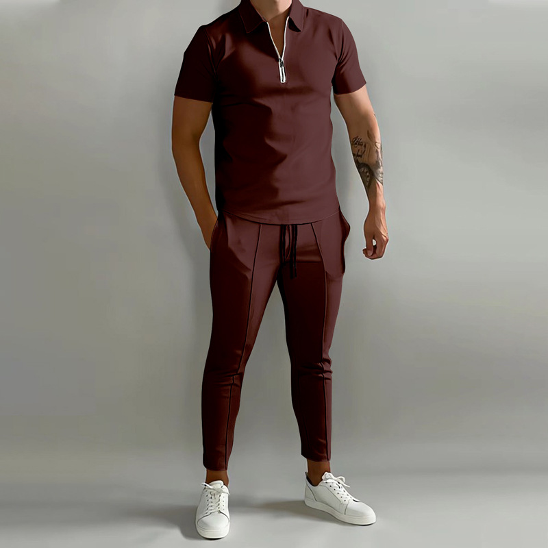 Wholesale Men'S Fashion Solid Color Lapel Zipper Short