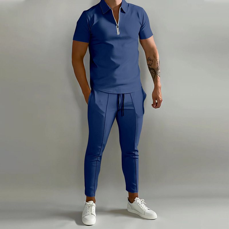 Wholesale Men'S Fashion Solid Color Lapel Zipper Short